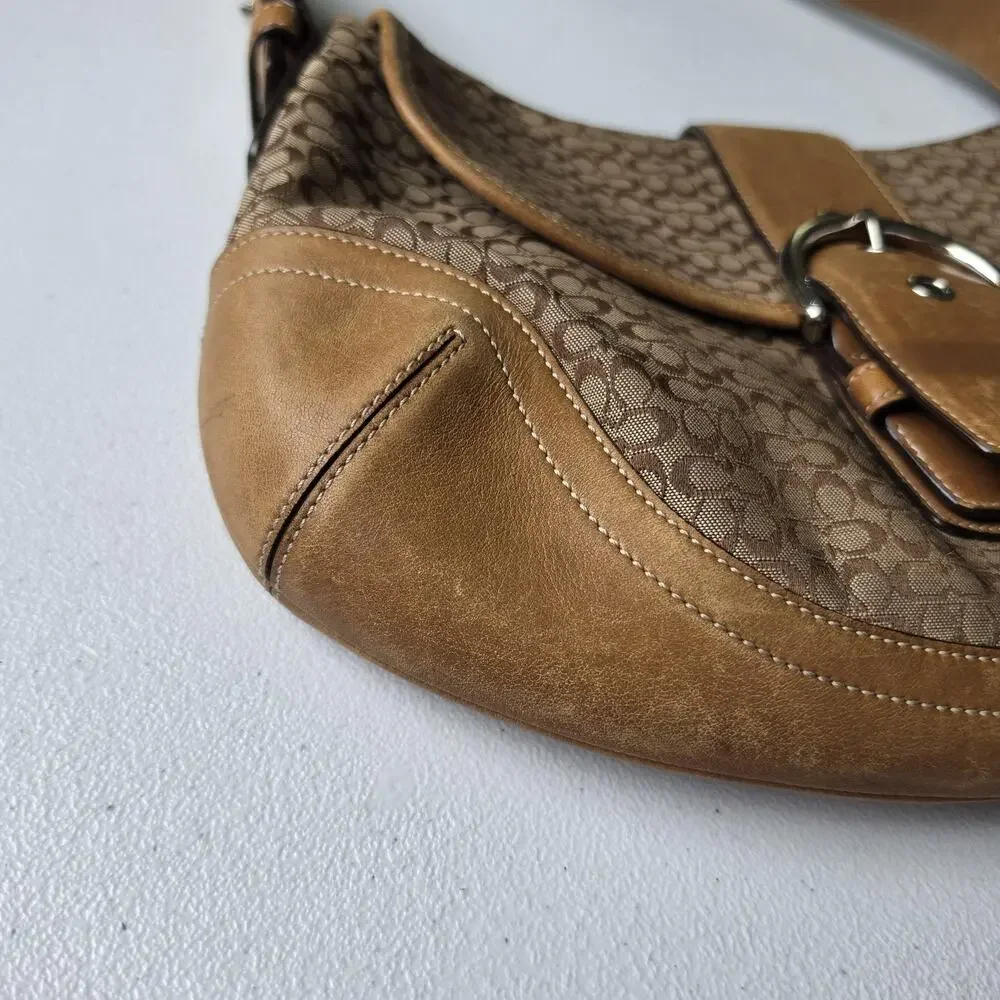 Vintage Coach Signature Soho Bag 6808 Medium Brown Canvas CC Leather Shoulder